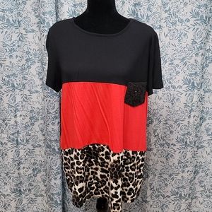 Short sleeve color block shirt